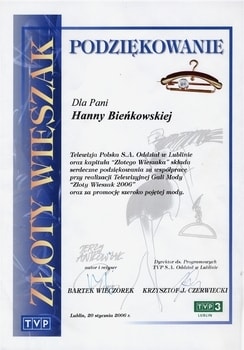 dyplom Złoty Wieszak 2006
